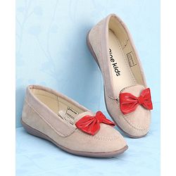 Pine Kids Bellies With Bow Applique - Cream