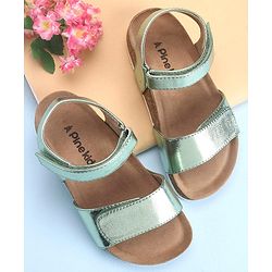 Pine Kids Casual Wear Sandals with Velcro Belt Closure - Green Metallic