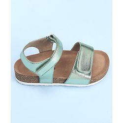 Pine Kids Casual Wear Sandals with Velcro Belt Closure - Green Metallic