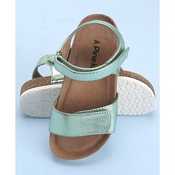 Pine Kids Casual Wear Sandals with Velcro Belt Closure - Green Metallic