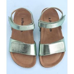 Pine Kids Casual Wear Sandals with Velcro Belt Closure - Green Metallic
