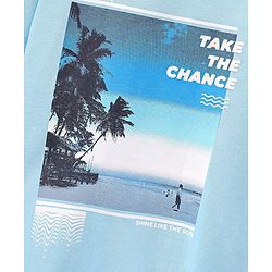 Pine Kids 100% Cotton Half Sleeves Biowashed T-Shirt Scenery Print- Blue