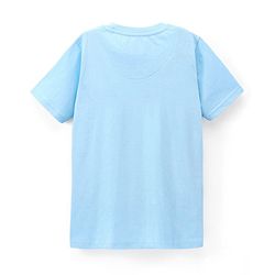 Pine Kids 100% Cotton Half Sleeves Biowashed T-Shirt Scenery Print- Blue