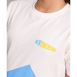 Pine Kids 100% Cotton Bio Washed Half Sleeves T-shirt with Colour Block Pattern - White