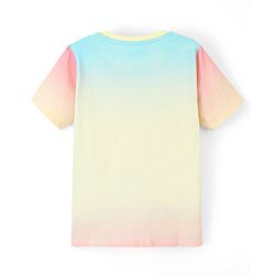 Pine Kids 100% Cotton Knit Half Sleeves Palm Trees Printed Biowashed T-Shirt - Blue & Peach