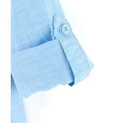 Pine Kids 100% Cotton Woven Soft Hand Feel Full Sleeves Hooded Shirt with Kangaroo Pocket - Blue