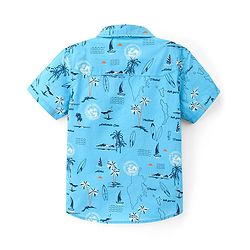 Pine Kids 100% Cotton Half Sleeves Shirt Beach Print- Blue