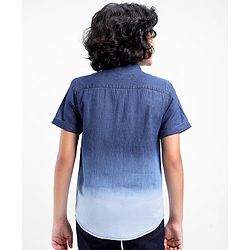 Pine Kids Cotton Half Sleeves Ombre Effect Denim Shirt - Blue