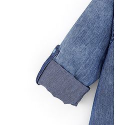 Pine Kids 100% Cotton Woven Full Sleeves Washed Denim Shirt with Double Flap Pocket - Blue