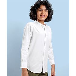 Pine Kids Cotton Full Sleeves Ultra Soft Washed Solid Color Shirt - White