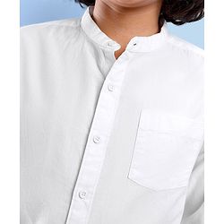 Pine Kids Cotton Full Sleeves Ultra Soft Washed Solid Color Shirt - White