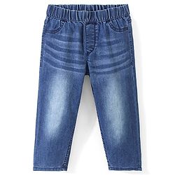 Pine Kids Cotton Elastane Three Fourth Length Jeggings - Mid Blue