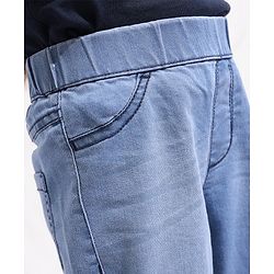 Pine Kids Cotton Elastane Three Fourth Length Jeggings - Light Blue