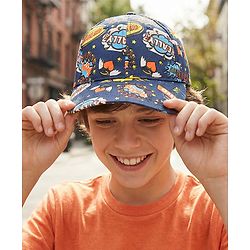 Pine Kids  Cotton Baseball Cap Digital Print Blue - Diameter 16.5 cm