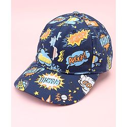 Pine Kids  Cotton Baseball Cap Digital Print Blue - Diameter 16.5 cm