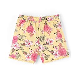 Pine Kids 100% Cotton Knit Mid Thigh Length Shorts Floral Printed - Yellow