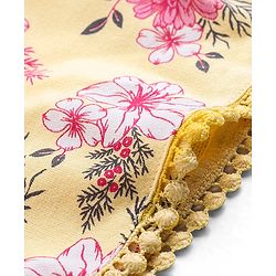 Pine Kids 100% Cotton Knit Mid Thigh Length Shorts Floral Printed - Yellow