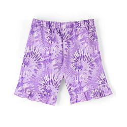Pine Kids 100% Cotton Knit Mid Thigh Length Tie Dye Printed Skort With Wrap Around Tie Up - Purple
