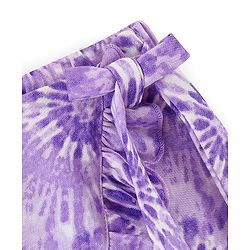 Pine Kids 100% Cotton Knit Mid Thigh Length Tie Dye Printed Skort With Wrap Around Tie Up - Purple