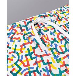 Pine Kids Cotton Knit All over Abstract Printed Shorts - Snow White