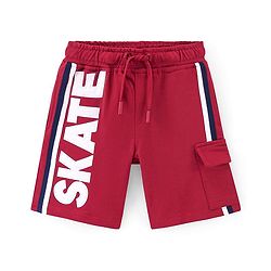 Pine Kids Cotton Knit Knee Length Shorts Skate Applique - Red