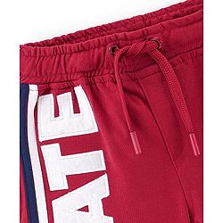 Pine Kids Cotton Knit Knee Length Shorts Skate Applique - Red
