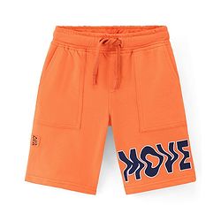 Pine Kids Cotton Knit Knee Length Shorts Move Print - Orange