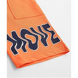 Pine Kids Cotton Knit Knee Length Shorts Move Print - Orange