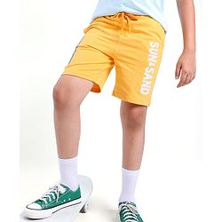 Pine Kids Cotton Knit Knee Length Shorts Sun And Sand Applique - Yellow