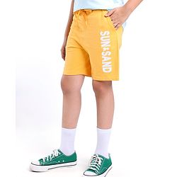 Pine Kids Cotton Knit Knee Length Shorts Sun And Sand Applique - Yellow