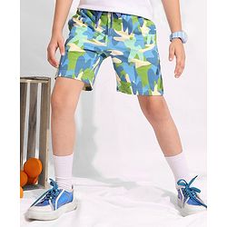 Pine Kids Knee Length Knit Abstract Print Shorts - Blue