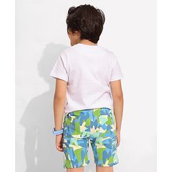 Pine Kids Knee Length Knit Abstract Print Shorts - Blue