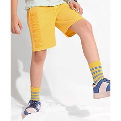 Pine Kids Cotton Knit Knee Length Shorts Paradise Print - Yellow