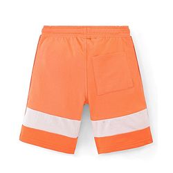 Pine Kids Cotton Knit Knee Length Cut and Sew Power Up Text Print Shorts - Orange