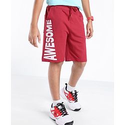Pine Kids Cotton Knit Knee Length Cut and Sew Shorts With Awesome Printed  - Red