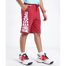 Pine Kids Cotton Knit Knee Length Cut and Sew Shorts With Awesome Printed  - Red