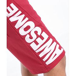 Pine Kids Cotton Knit Knee Length Cut and Sew Shorts With Awesome Printed  - Red