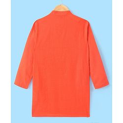 Pine Kids Full Sleeves Kurta Pyjama Set wih Printed Bandi - Orange