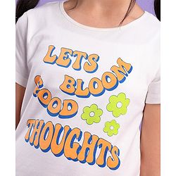 Pine Kids 100% Cotton Biowashed Half Sleeves T-Shirt Text Print- White