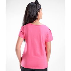 Pine Kids 100% Cotton Half Sleeves Bio-Washed T-Shirt Text Print - Pink