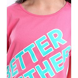 Pine Kids 100% Cotton Half Sleeves Bio-Washed T-Shirt Text Print - Pink