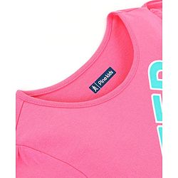 Pine Kids 100% Cotton Half Sleeves Bio-Washed T-Shirt Text Print - Pink