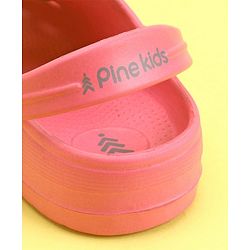 Pine Kids Clogs With Back Strap Text Applique- Pink