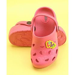 Pine Kids Clogs With Back Strap Text Applique- Pink