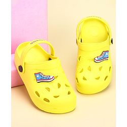 Pine Kids Clogs With Back Strap Shoes Applique- Yellow