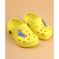 Pine Kids Clogs With Back Strap Shoes Applique- Yellow