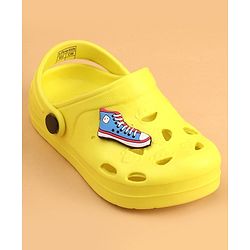 Pine Kids Clogs With Back Strap Shoes Applique- Yellow