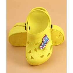 Pine Kids Clogs With Back Strap Shoes Applique- Yellow