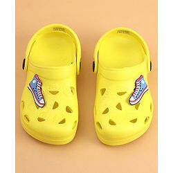 Pine Kids Clogs With Back Strap Shoes Applique- Yellow