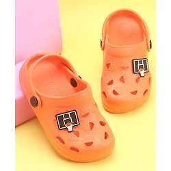 Pine Kids Clogs With Back Strap Basketball Applique- Orange